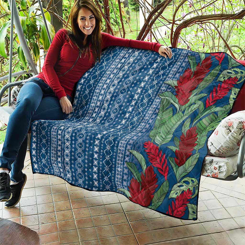Women's Day Samoa Malu Tattoo Inspired Mix Teuila Quilt Royal Blue