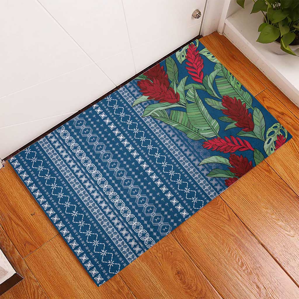 Women's Day Samoa Malu Tattoo Inspired Mix Teuila Rubber Doormat Royal Blue
