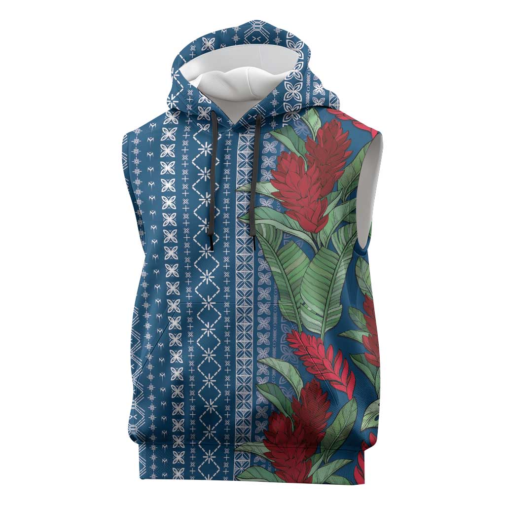 Women's Day Samoa Malu Tattoo Inspired Mix Teuila Sleeveless Hoodie Royal Blue