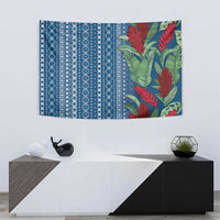 Women's Day Samoa Malu Tattoo Inspired Mix Teuila Tapestry Royal Blue