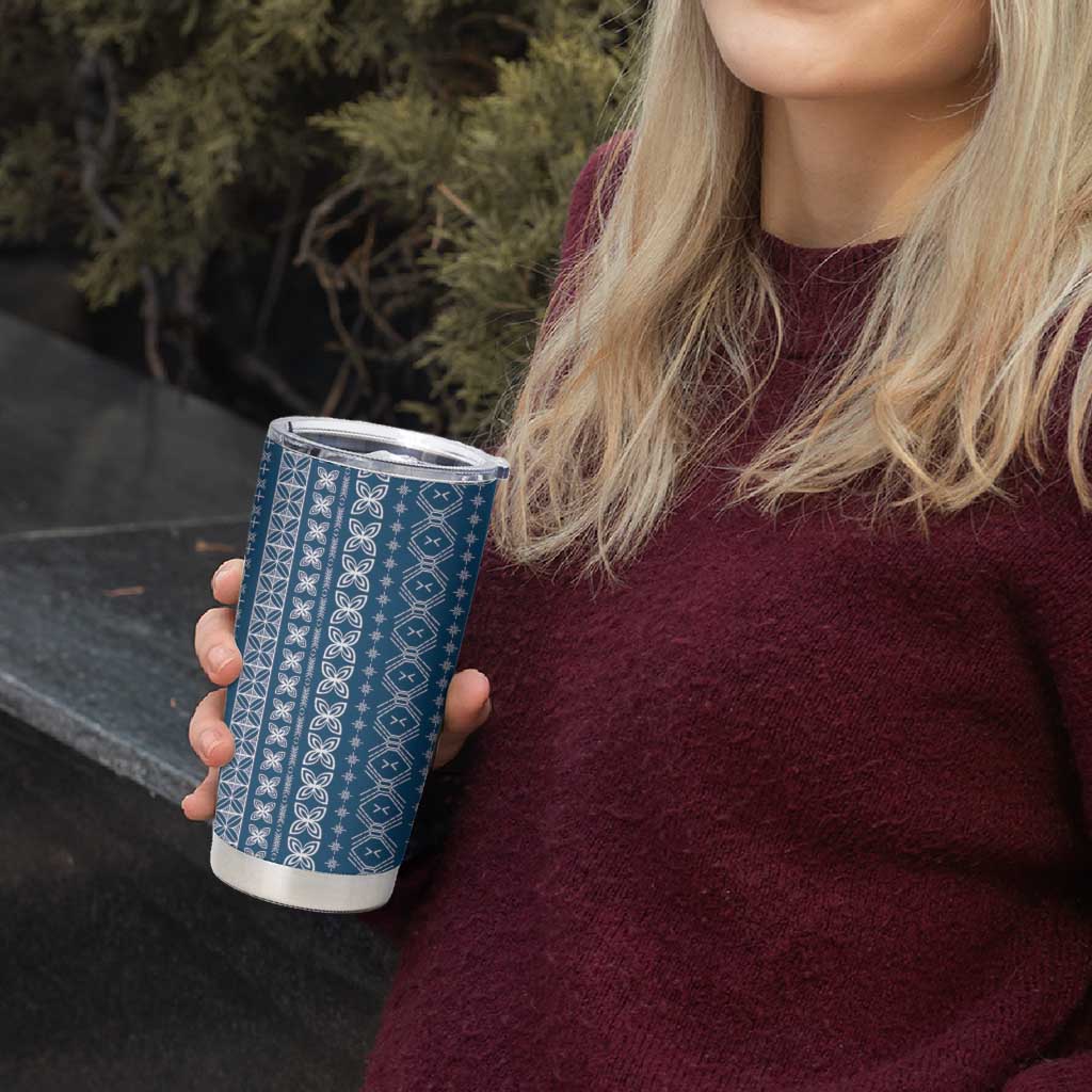 Women's Day Samoa Malu Tattoo Inspired Mix Teuila Tumbler Cup Royal Blue