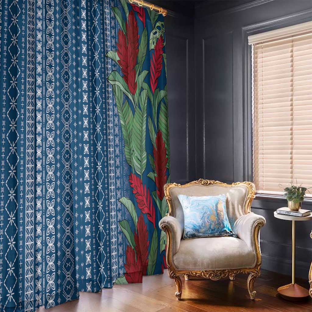 Women's Day Samoa Malu Tattoo Inspired Mix Teuila Window Curtain Royal Blue