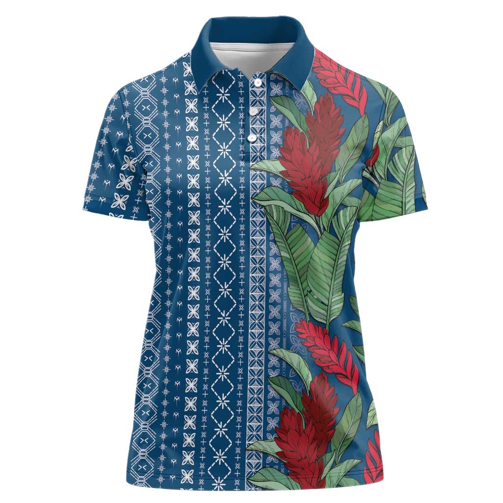 Women's Day Samoa Malu Tattoo Inspired Mix Teuila Women Polo Shirt Royal Blue LT7 Female Royal Blue - Polynesian Pride