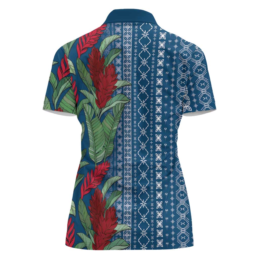 Women's Day Samoa Malu Tattoo Inspired Mix Teuila Women Polo Shirt Royal Blue LT7 - Polynesian Pride