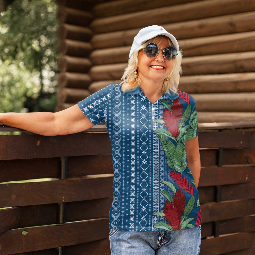 Women's Day Samoa Malu Tattoo Inspired Mix Teuila Women Polo Shirt Royal Blue LT7 - Polynesian Pride