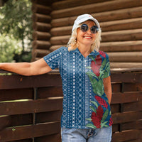 Women's Day Samoa Malu Tattoo Inspired Mix Teuila Women Polo Shirt Royal Blue LT7 - Polynesian Pride