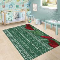 Women's Day Samoa Malu Tattoo Inspired Mix Teuila Area Rug Sage Green