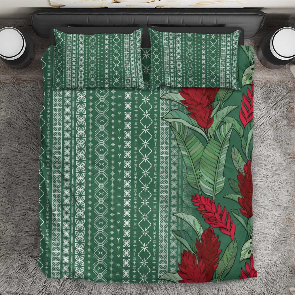 Women's Day Samoa Malu Tattoo Inspired Mix Teuila Bedding Set Sage Green