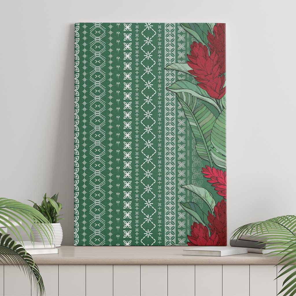 Women's Day Samoa Malu Tattoo Inspired Mix Teuila Canvas Wall Art Sage Green