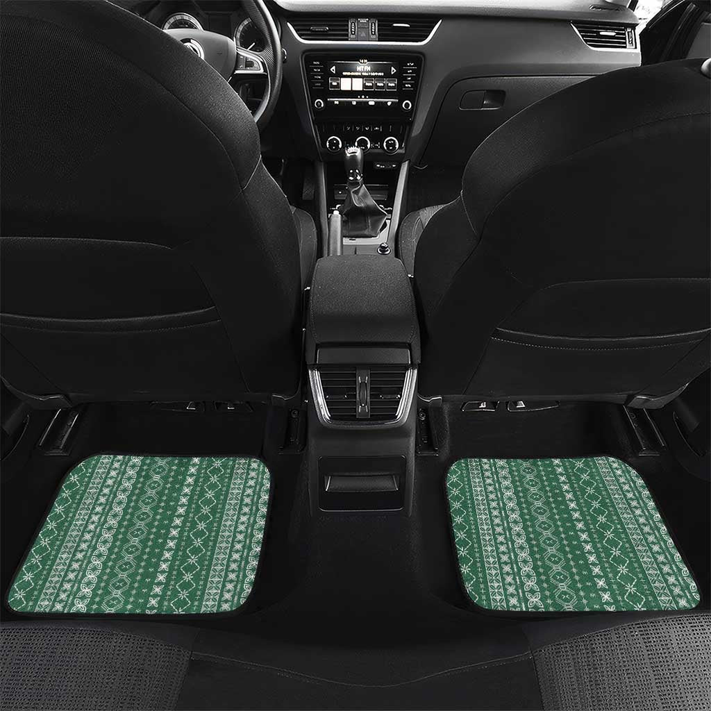 Women's Day Samoa Malu Tattoo Inspired Mix Teuila Car Mats Sage Green LT7 Set 2pcs - Back Sage Green - Polynesian Pride