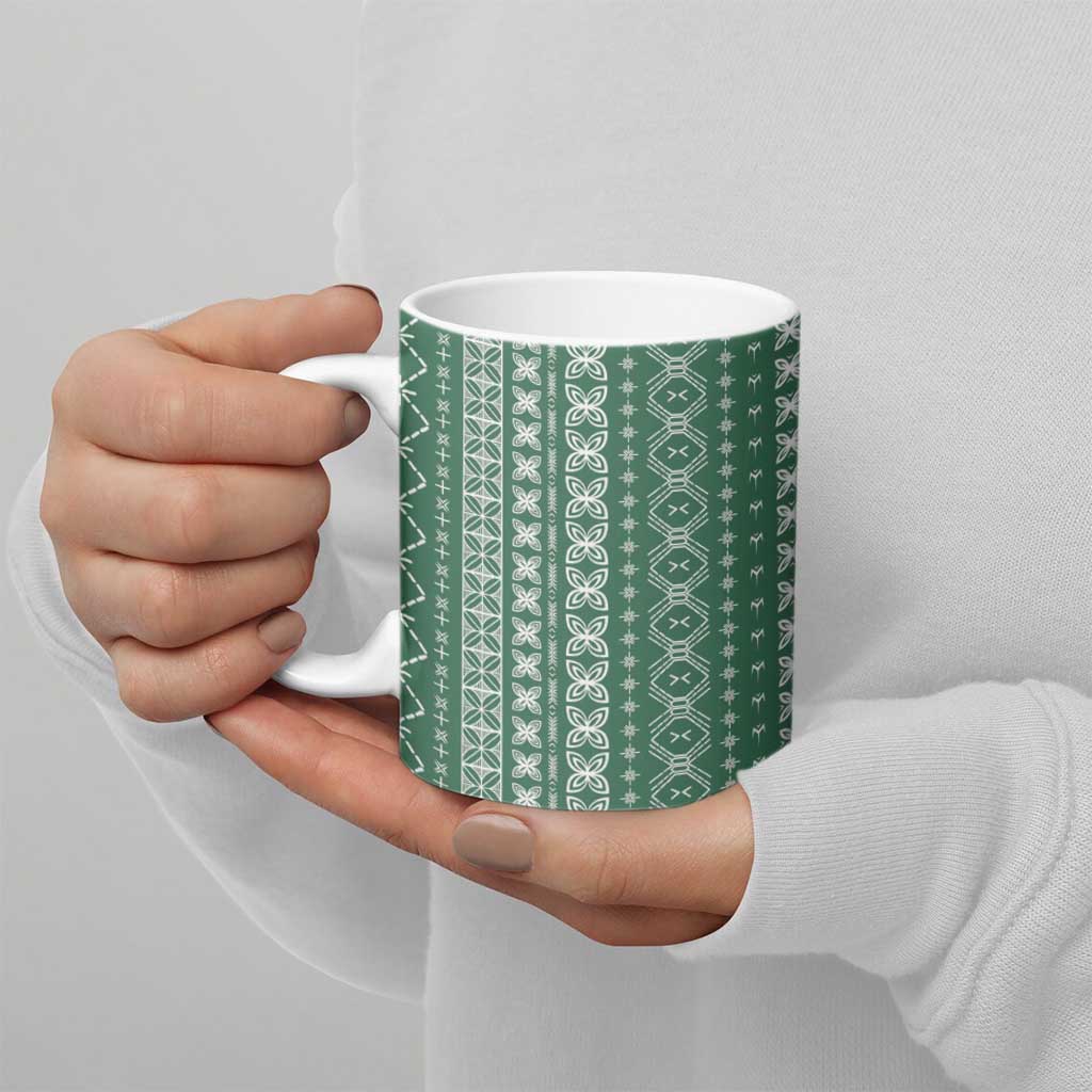 Women's Day Samoa Malu Tattoo Inspired Mix Teuila Ceramic Mug Sage Green