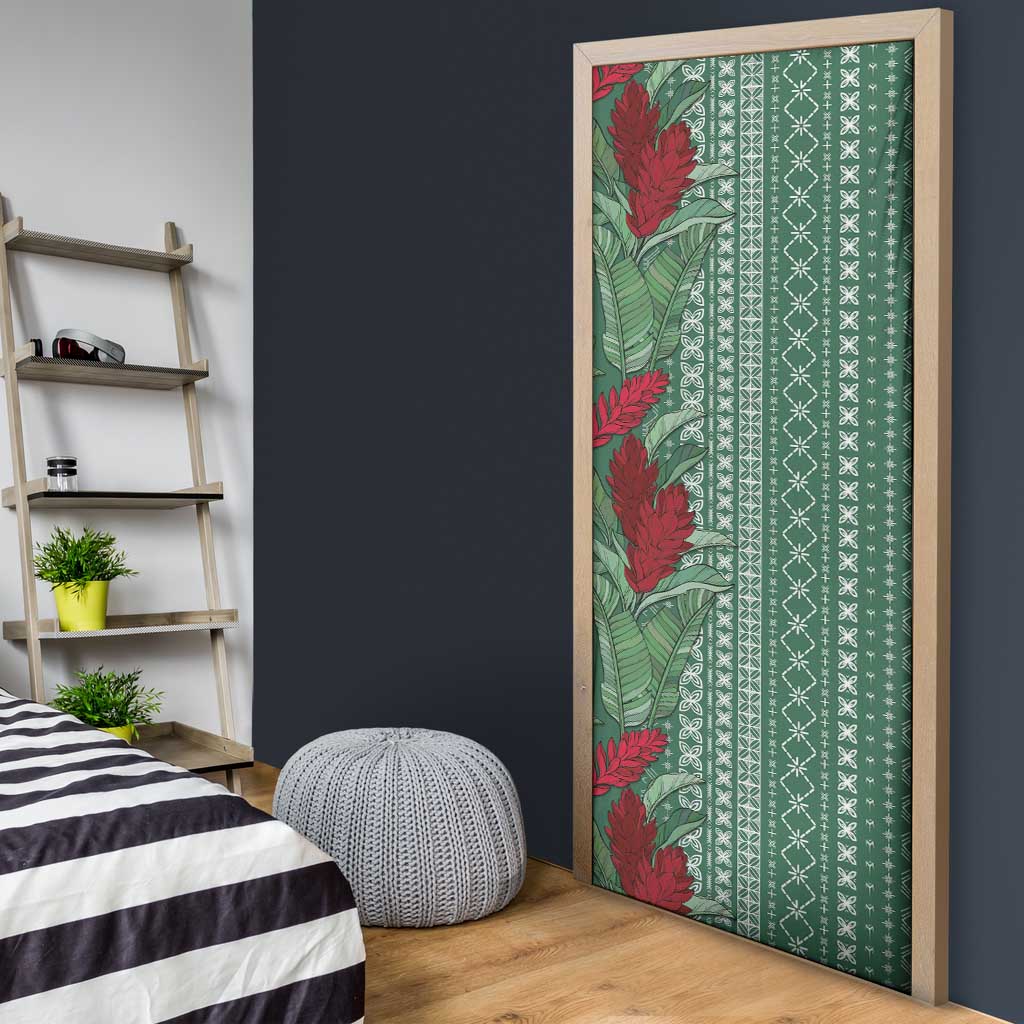Women's Day Samoa Malu Tattoo Inspired Mix Teuila Door Cover Sage Green LT7 - Polynesian Pride