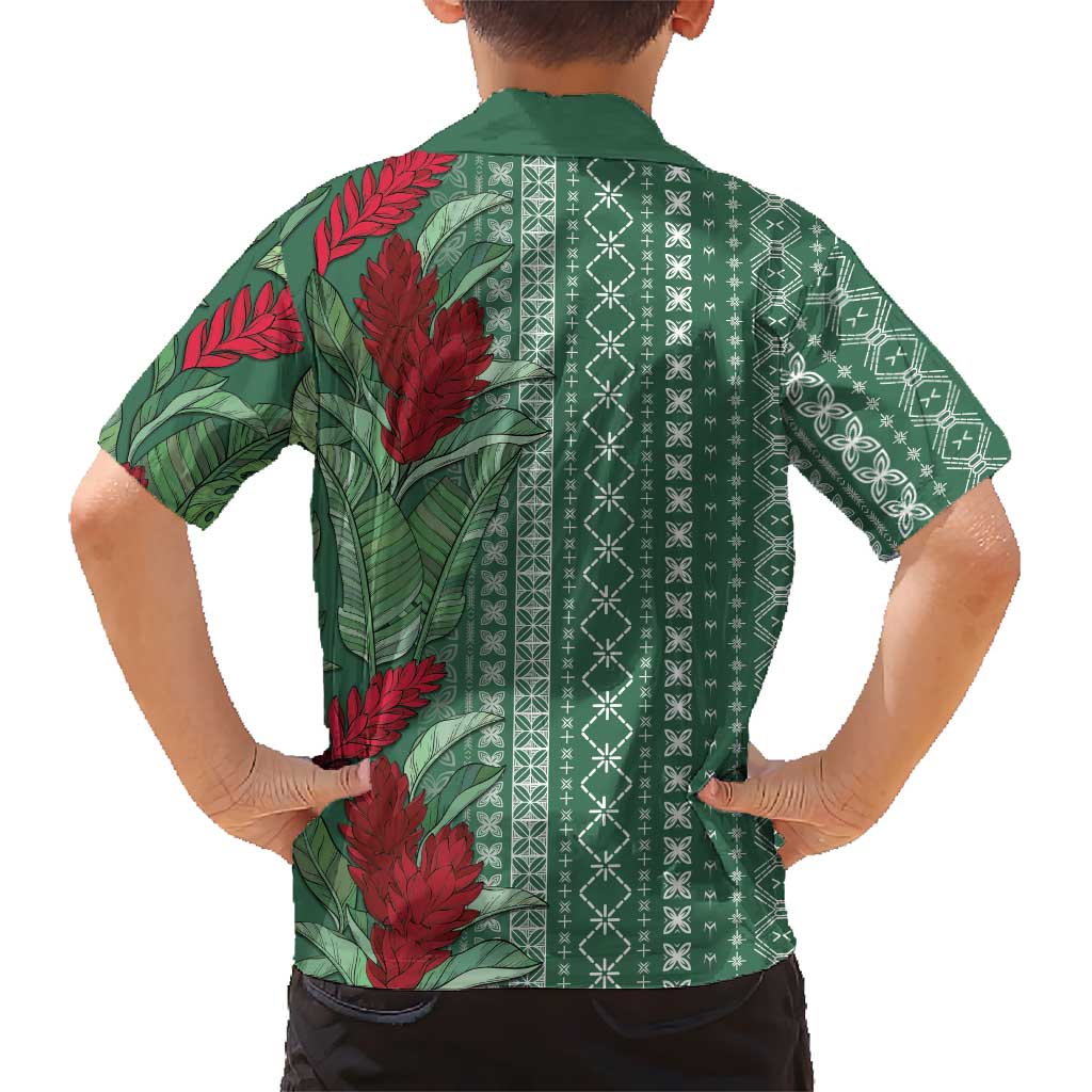 Women's Day Samoa Malu Tattoo Inspired Mix Teuila Family Matching Off Shoulder Short Dress and Hawaiian Shirt Sage Green LT7 - Polynesian Pride