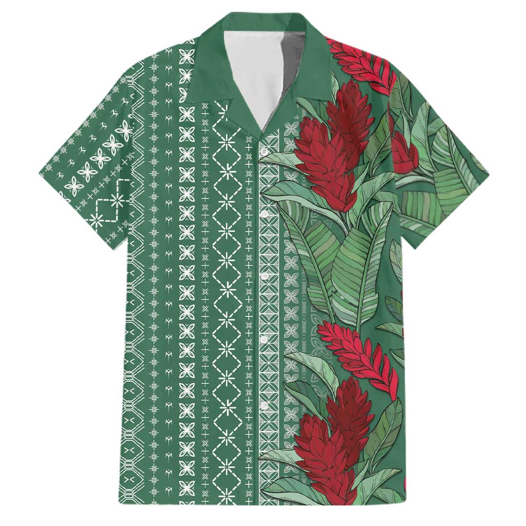 Women's Day Samoa Malu Tattoo Inspired Mix Teuila Family Matching Off Shoulder Short Dress and Hawaiian Shirt Sage Green LT7 Dad's Shirt - Short Sleeve Sage Green - Polynesian Pride