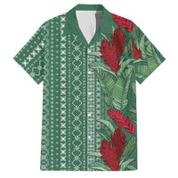 Women's Day Samoa Malu Tattoo Inspired Mix Teuila Family Matching Off Shoulder Short Dress and Hawaiian Shirt Sage Green LT7 Dad's Shirt - Short Sleeve Sage Green - Polynesian Pride