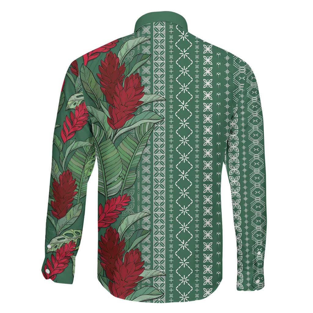 Women's Day Samoa Malu Tattoo Inspired Mix Teuila Family Matching Off Shoulder Short Dress and Hawaiian Shirt Sage Green LT7 - Polynesian Pride