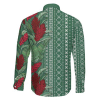 Women's Day Samoa Malu Tattoo Inspired Mix Teuila Family Matching Off Shoulder Short Dress and Hawaiian Shirt Sage Green LT7 - Polynesian Pride