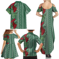 Women's Day Samoa Malu Tattoo Inspired Mix Teuila Family Matching Summer Maxi Dress and Hawaiian Shirt Sage Green