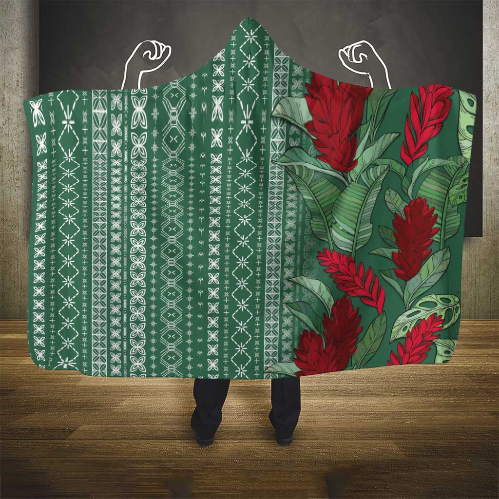 Women's Day Samoa Malu Tattoo Inspired Mix Teuila Hooded Blanket Sage Green LT7 - Polynesian Pride
