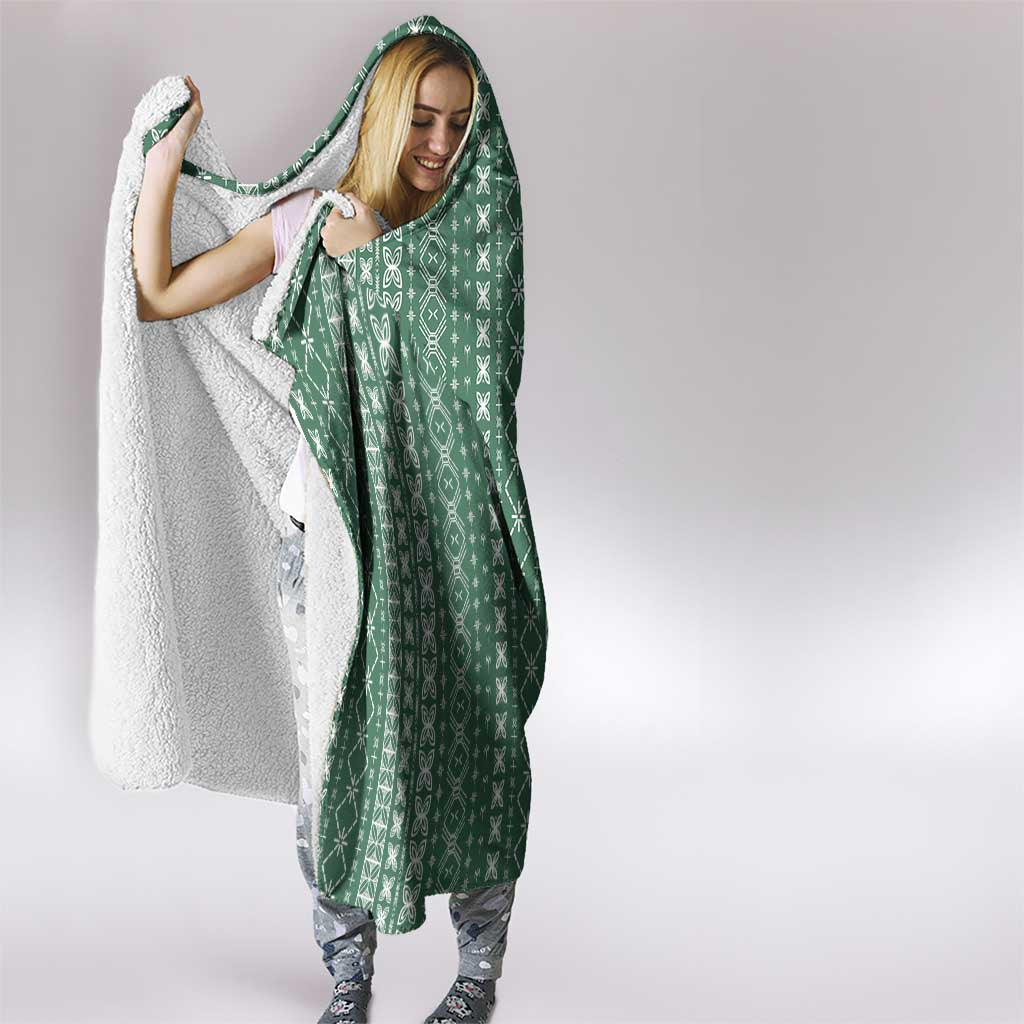 Women's Day Samoa Malu Tattoo Inspired Mix Teuila Hooded Blanket Sage Green LT7 - Polynesian Pride