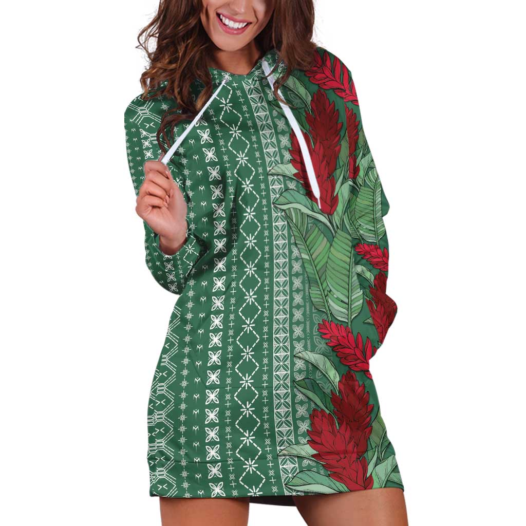 Women's Day Samoa Malu Tattoo Inspired Mix Teuila Hoodie Dress Sage Green