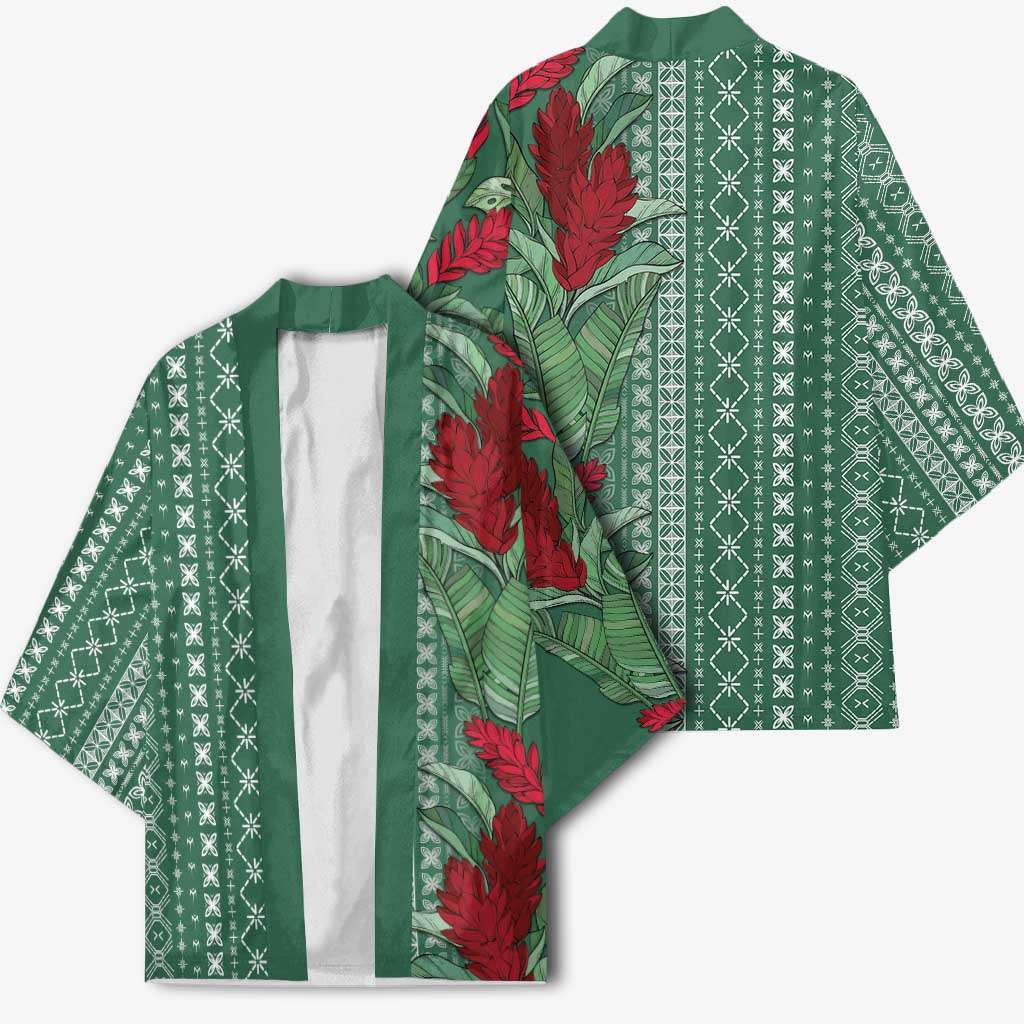 Women's Day Samoa Malu Tattoo Inspired Mix Teuila Kimono Sage Green