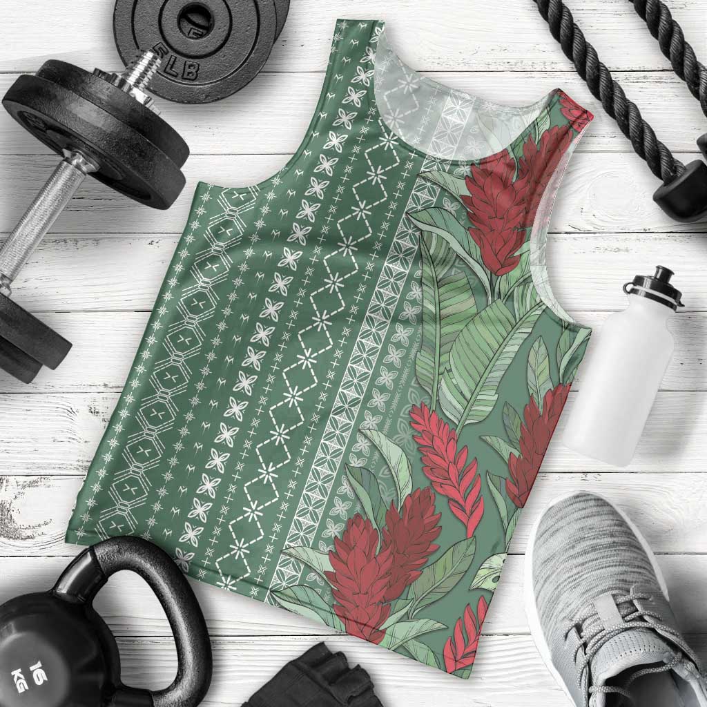 Women's Day Samoa Malu Tattoo Inspired Mix Teuila Men Tank Top Sage Green LT7 - Polynesian Pride
