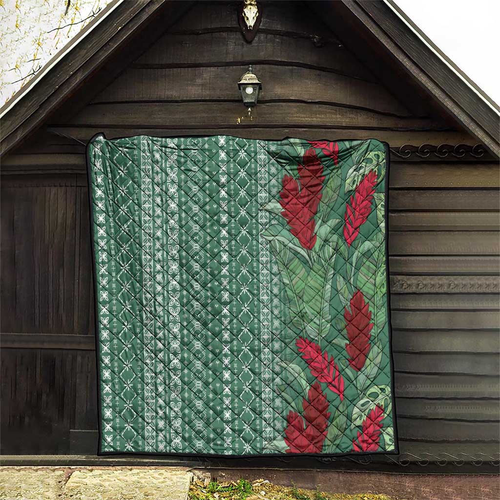 Women's Day Samoa Malu Tattoo Inspired Mix Teuila Quilt Sage Green