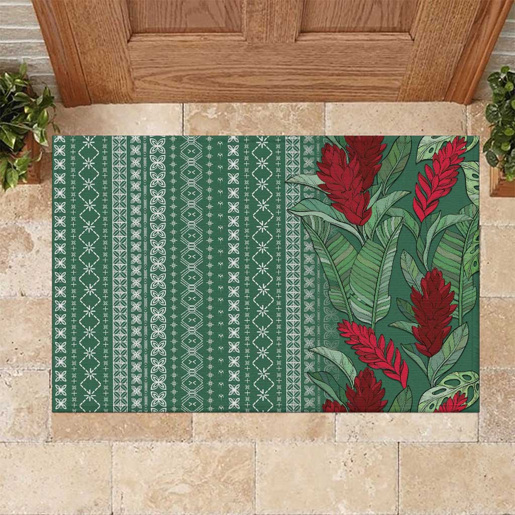 Women's Day Samoa Malu Tattoo Inspired Mix Teuila Rubber Doormat Sage Green LT7 Sage Green - Polynesian Pride