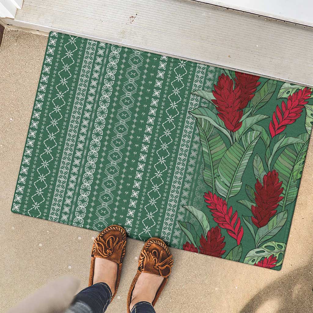 Women's Day Samoa Malu Tattoo Inspired Mix Teuila Rubber Doormat Sage Green LT7 - Polynesian Pride
