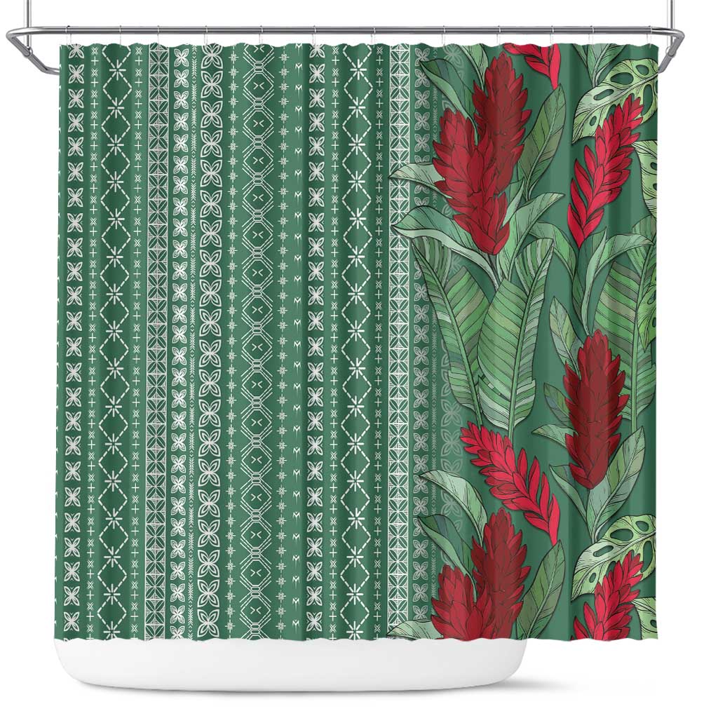Women's Day Samoa Malu Tattoo Inspired Mix Teuila Shower Curtain Sage Green LT7 Sage Green - Polynesian Pride