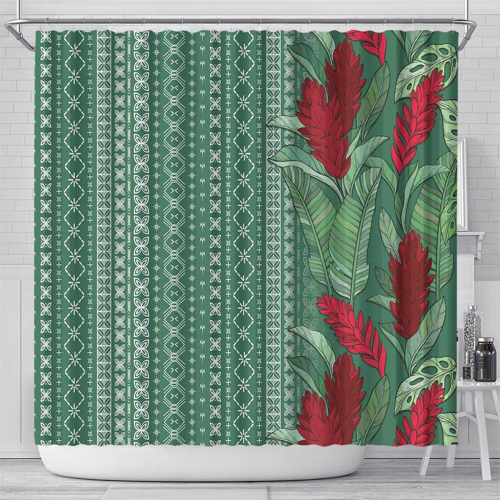 Women's Day Samoa Malu Tattoo Inspired Mix Teuila Shower Curtain Sage Green LT7 - Polynesian Pride