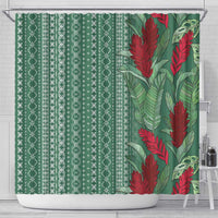 Women's Day Samoa Malu Tattoo Inspired Mix Teuila Shower Curtain Sage Green LT7 - Polynesian Pride