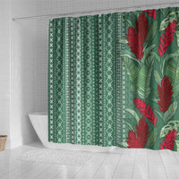 Women's Day Samoa Malu Tattoo Inspired Mix Teuila Shower Curtain Sage Green LT7 - Polynesian Pride