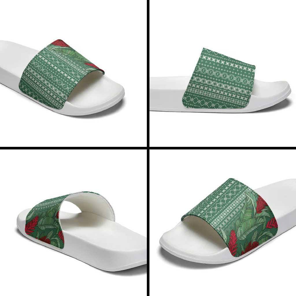 Women's Day Samoa Malu Tattoo Inspired Mix Teuila Slide Sandals Sage Green