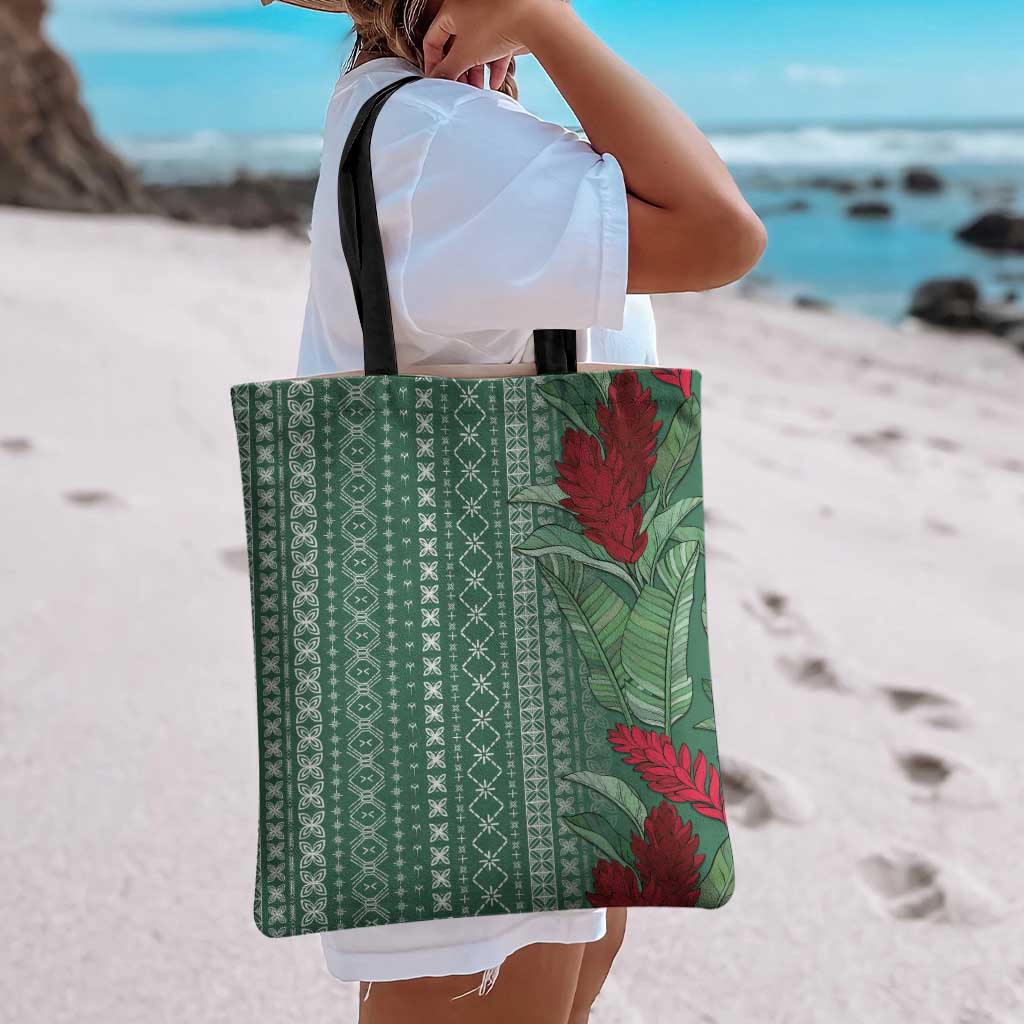 Women's Day Samoa Malu Tattoo Inspired Mix Teuila Tote Bag Sage Green