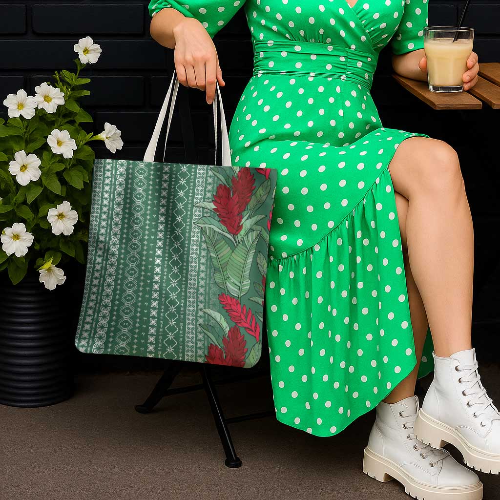 Women's Day Samoa Malu Tattoo Inspired Mix Teuila Tote Bag Sage Green