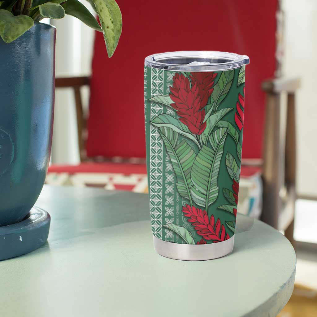 Women's Day Samoa Malu Tattoo Inspired Mix Teuila Tumbler Cup Sage Green