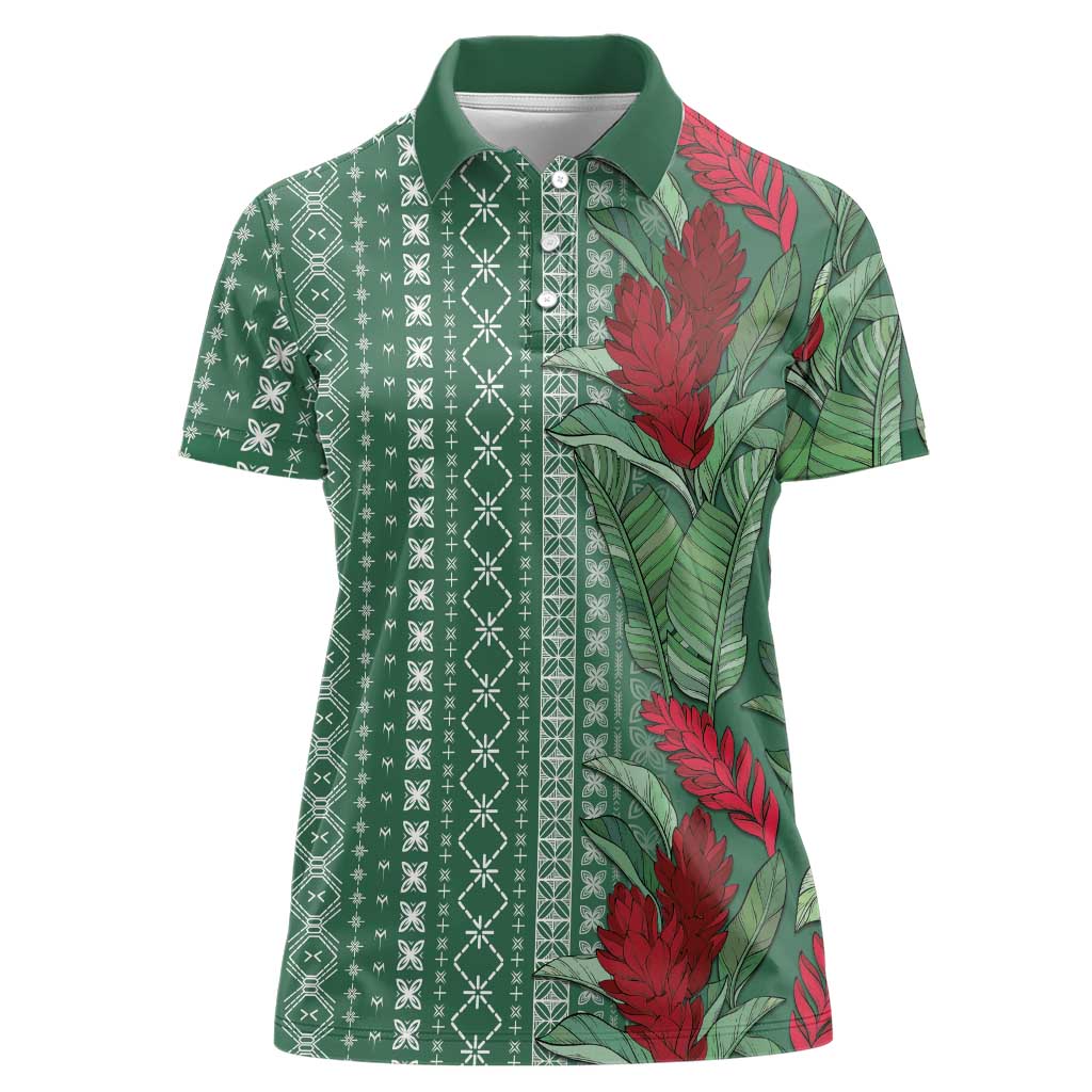 Women's Day Samoa Malu Tattoo Inspired Mix Teuila Women Polo Shirt Sage Green LT7 Female Sage Green - Polynesian Pride