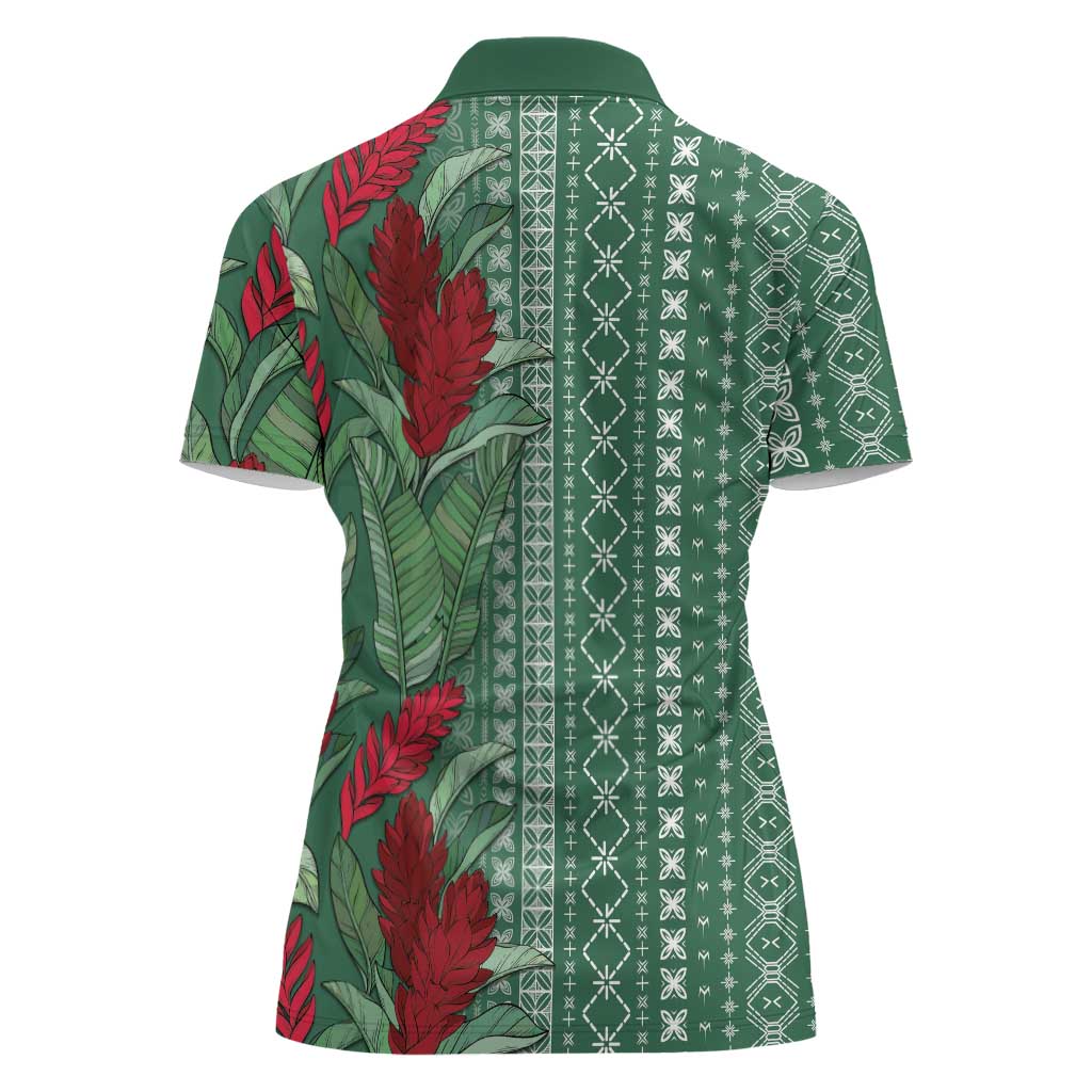 Women's Day Samoa Malu Tattoo Inspired Mix Teuila Women Polo Shirt Sage Green LT7 - Polynesian Pride
