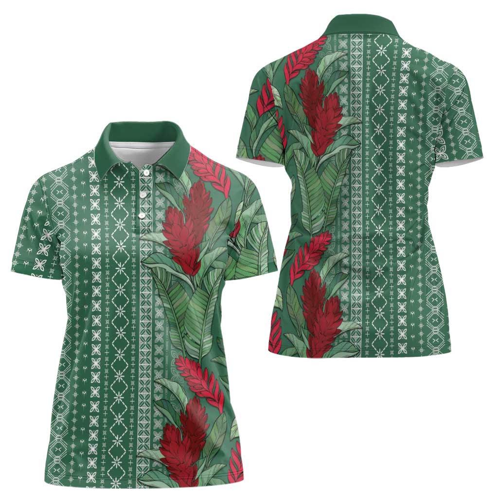 Women's Day Samoa Malu Tattoo Inspired Mix Teuila Women Polo Shirt Sage Green LT7 - Polynesian Pride