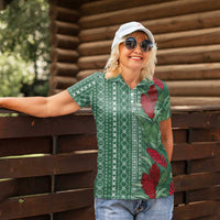 Women's Day Samoa Malu Tattoo Inspired Mix Teuila Women Polo Shirt Sage Green LT7 - Polynesian Pride