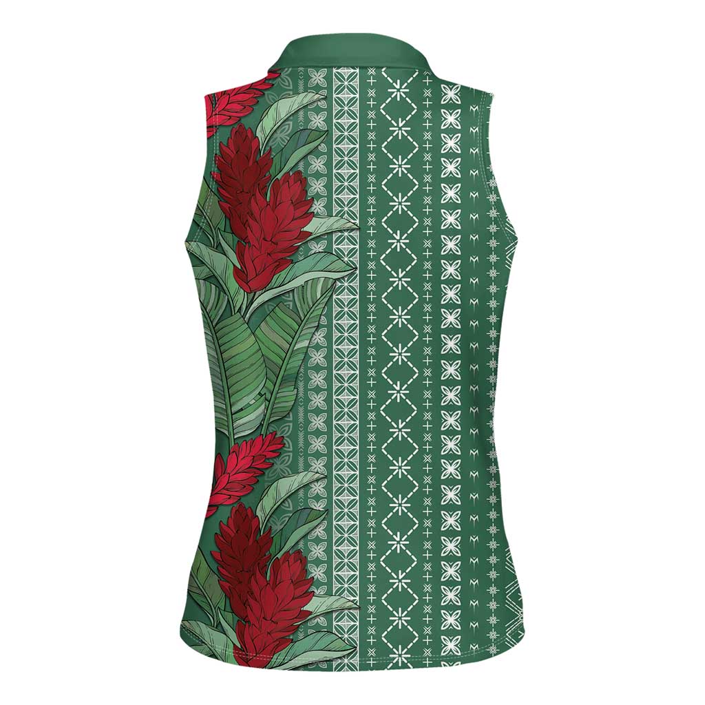 Women's Day Samoa Malu Tattoo Inspired Mix Teuila Women Sleeveless Polo Shirt Sage Green