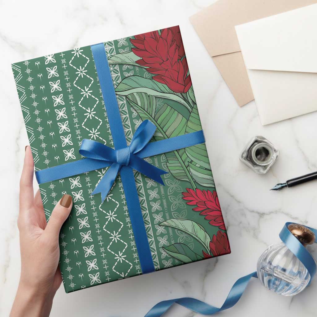Women's Day Samoa Malu Tattoo Inspired Mix Teuila Wrapping Paper Sage Green