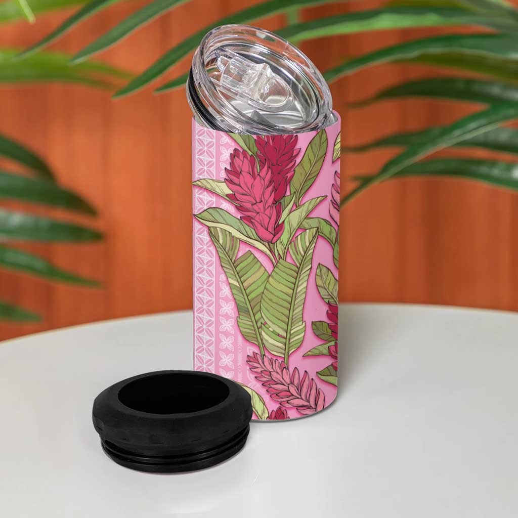 Women's Day Samoa Malu Tattoo Inspired Mix Teuila 4 in 1 Can Cooler Tumbler Rose Pink