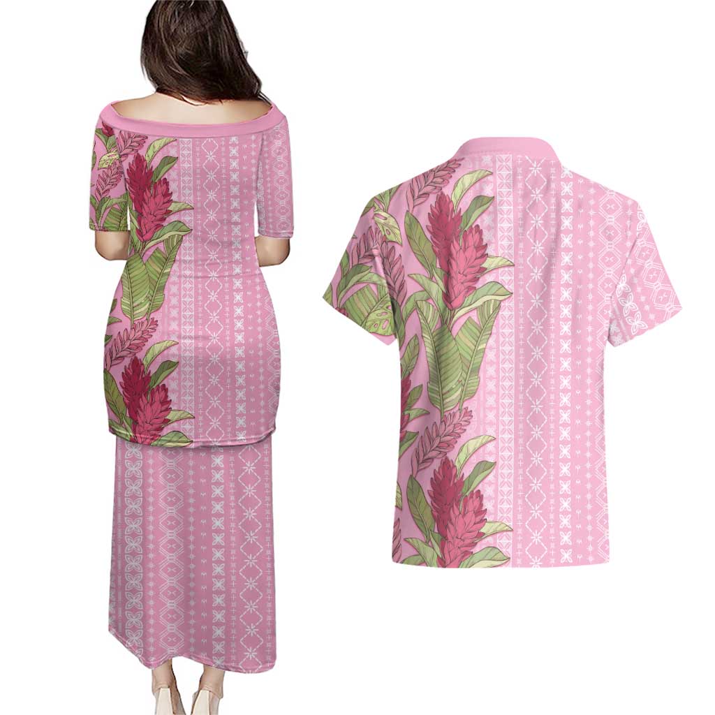 Women's Day Samoa Malu Tattoo Inspired Mix Teuila Couples Matching Puletasi and Hawaiian Shirt Rose Pink