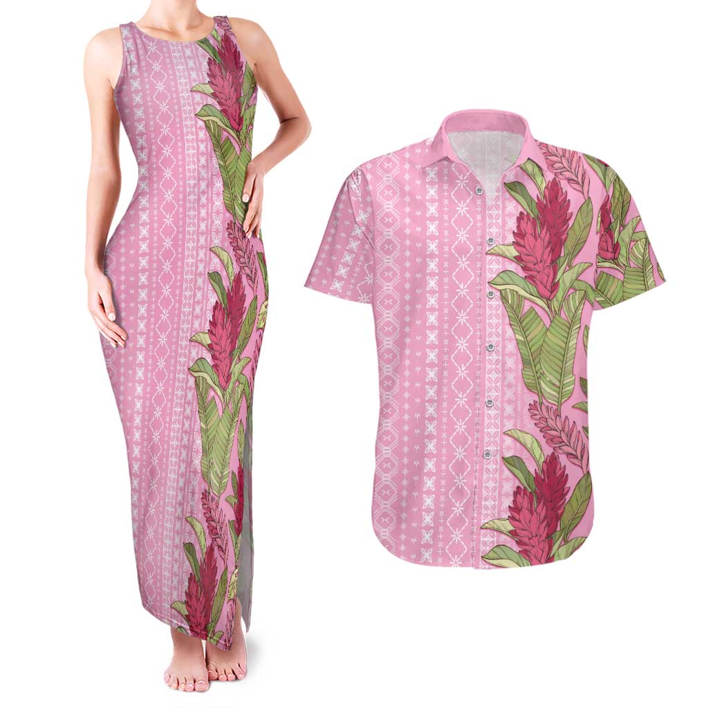 Women's Day Samoa Malu Tattoo Inspired Mix Teuila Couples Matching Tank Maxi Dress and Hawaiian Shirt Rose Pink