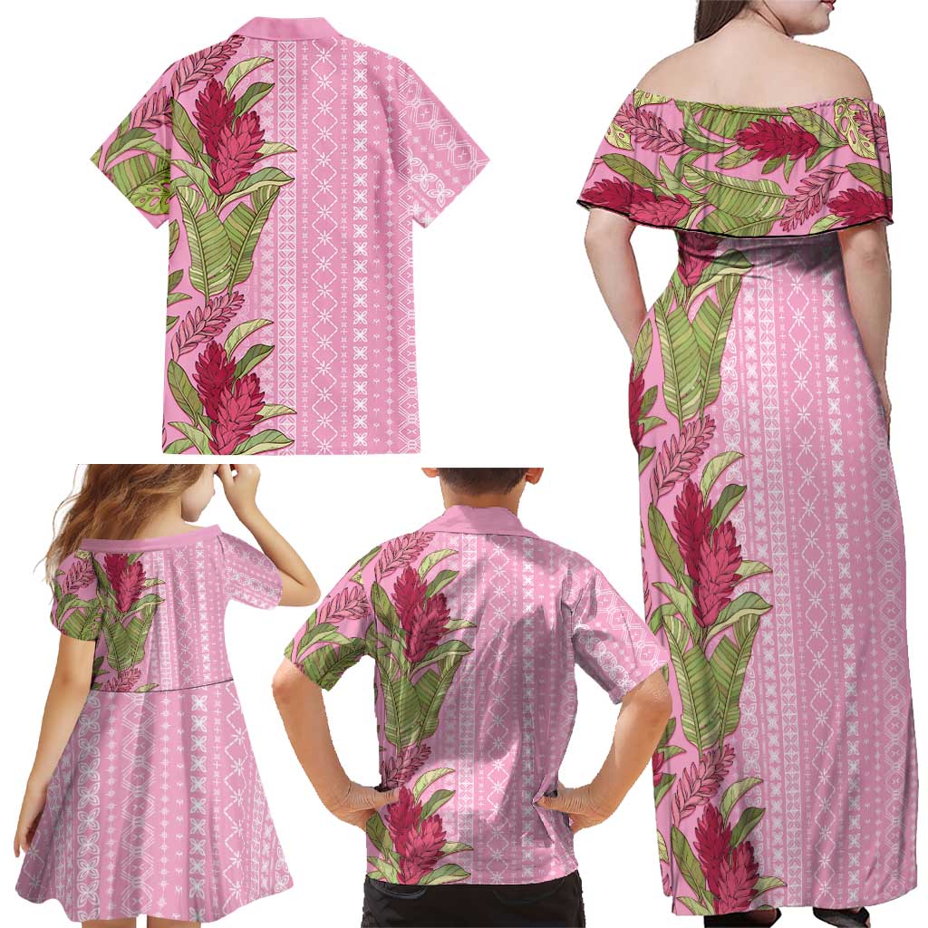 Women's Day Samoa Malu Tattoo Inspired Mix Teuila Family Matching Off Shoulder Maxi Dress and Hawaiian Shirt Rose Pink
