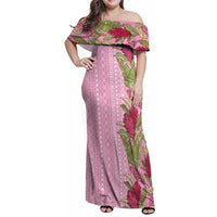 Women's Day Samoa Malu Tattoo Inspired Mix Teuila Family Matching Off Shoulder Maxi Dress and Hawaiian Shirt Rose Pink
