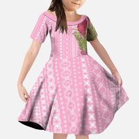 Women's Day Samoa Malu Tattoo Inspired Mix Teuila Family Matching Off Shoulder Short Dress and Hawaiian Shirt Rose Pink LT7 Daughter's Dress Rose Pink - Polynesian Pride